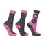 Hy Equestrian Stella Children's Socks - 3 Pack - Grey/Pink